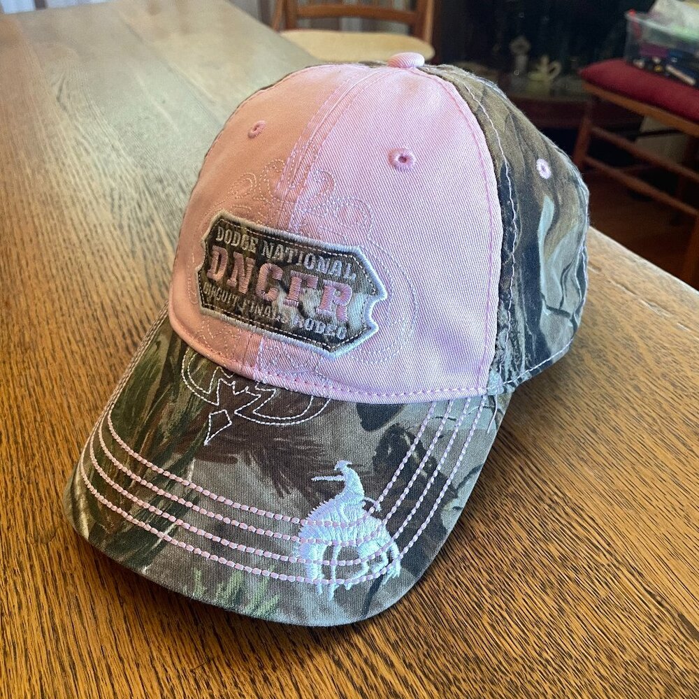 Women's DODGE NATIONAL CIRCUIT FINALS RODEO 2010 Pink/Camo Hook and Loop Cap/Hat